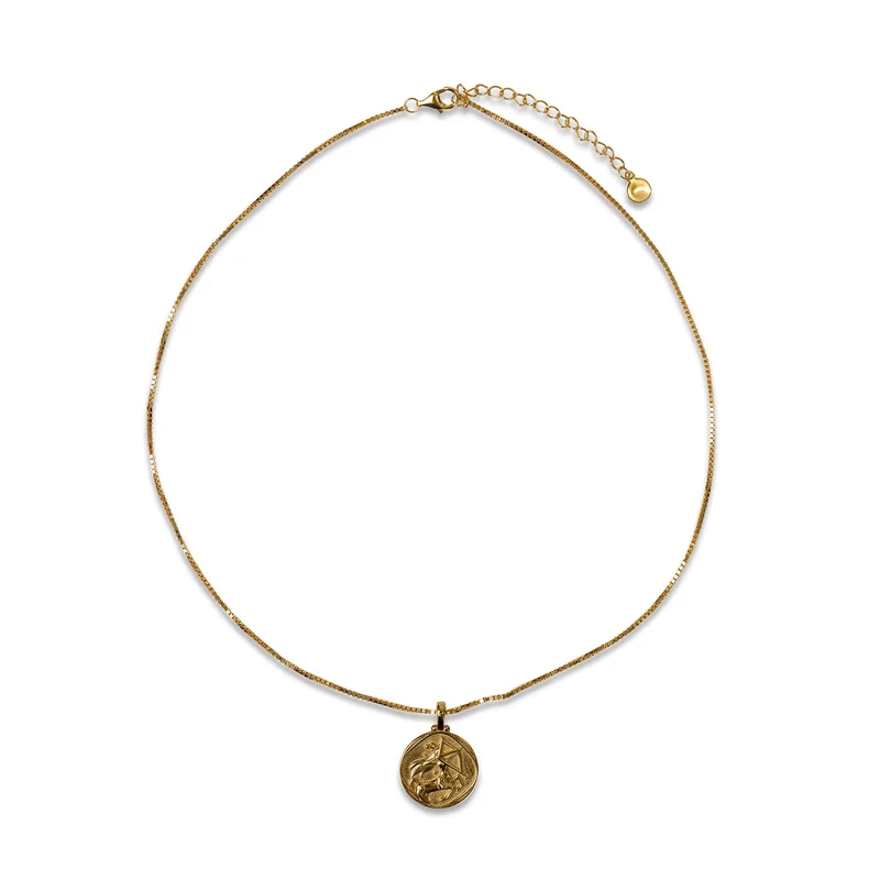 سكوربيورايزينغ قلادة برج القوس مطلية بالذهب عيار